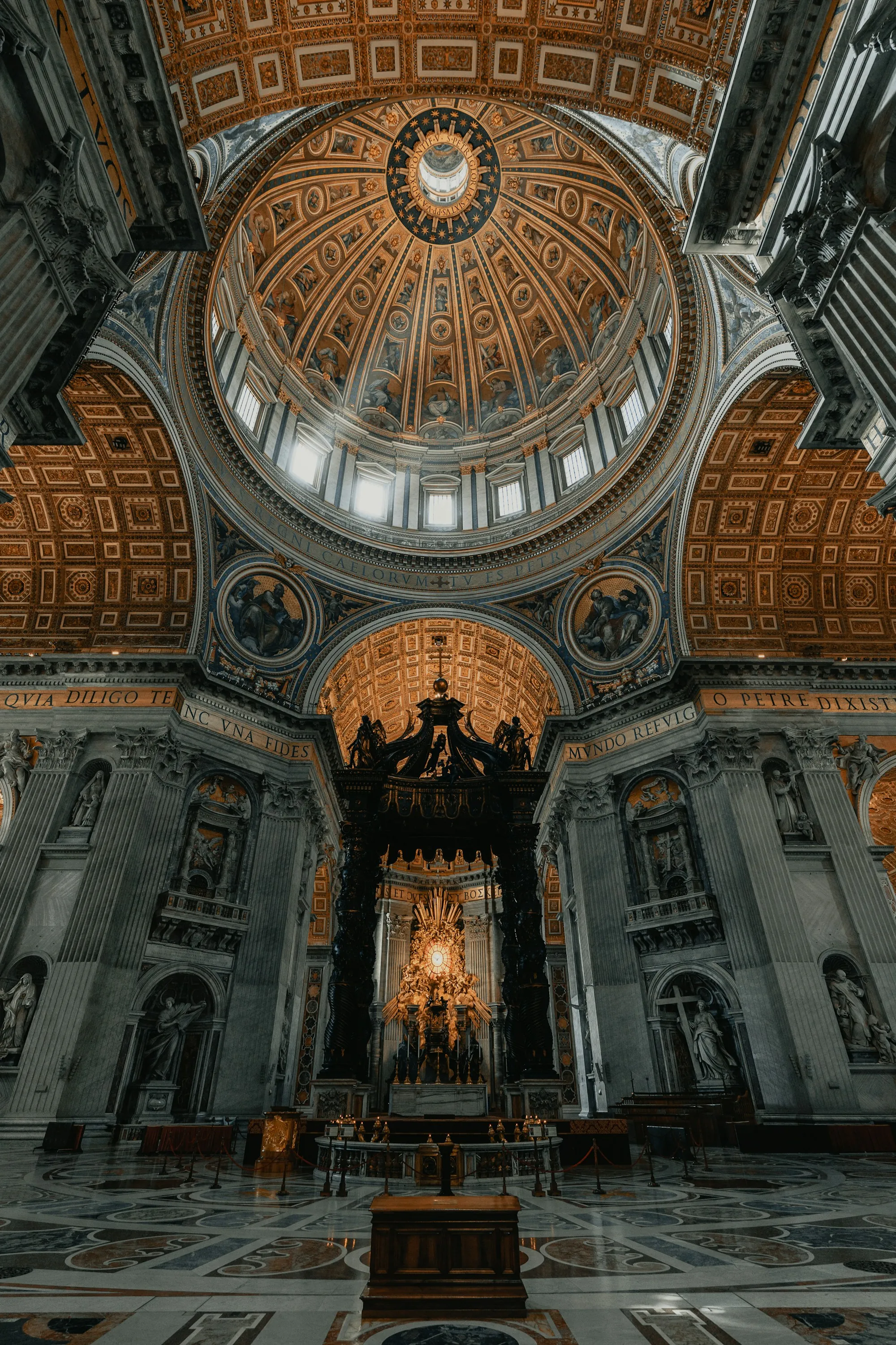Looking up into a painted dome